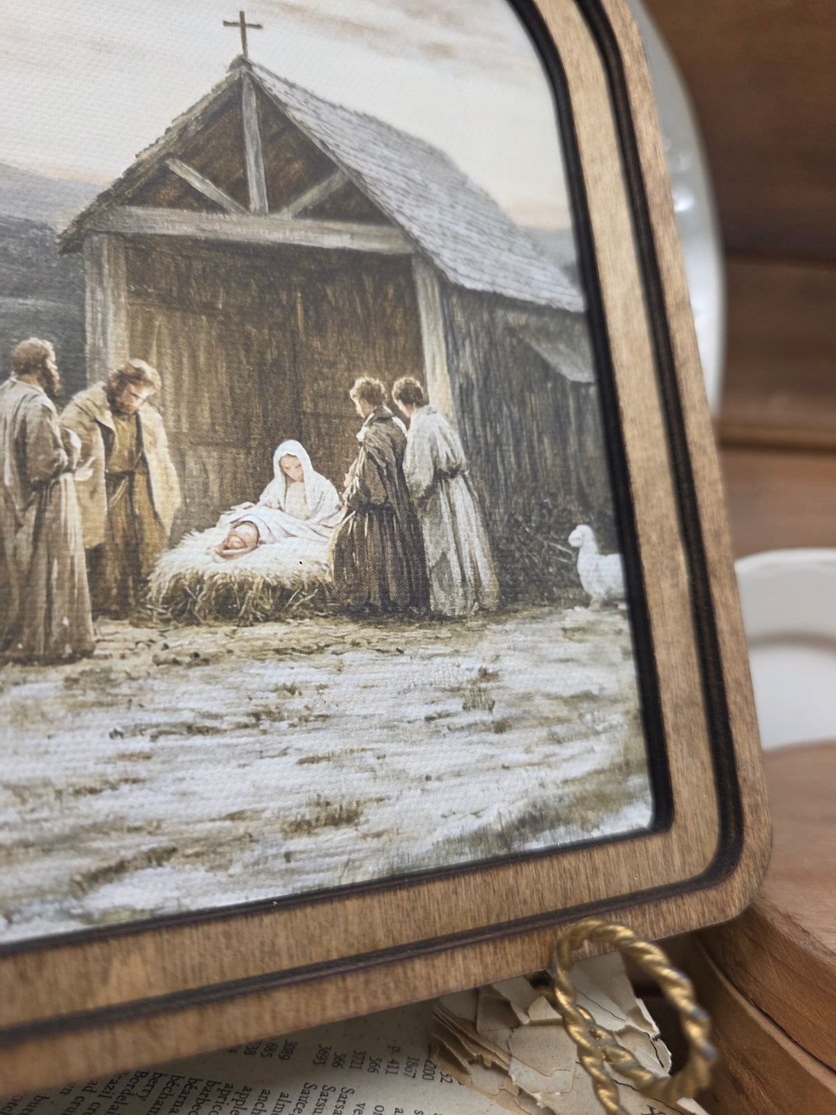 6 x 8" Arch Top Nativity Scene Framed Art