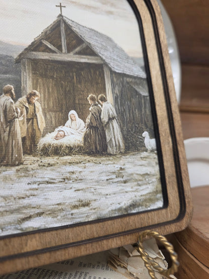 6 x 8" Arch Top Nativity Scene Framed Art