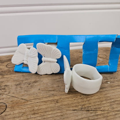 3 Butterfly Napkin Rings Bone China, Taiwan