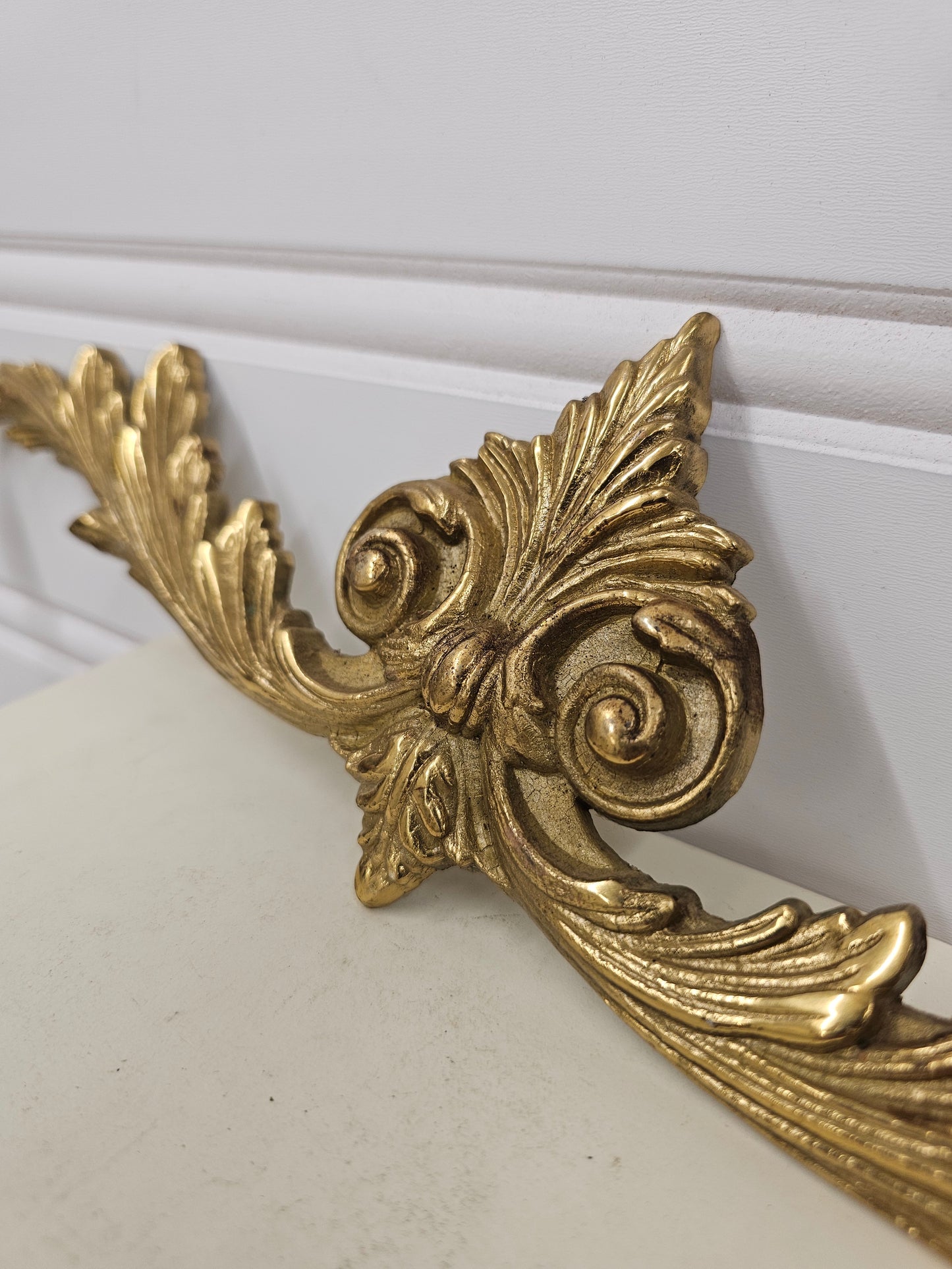 vintage brass pediment approx 15"