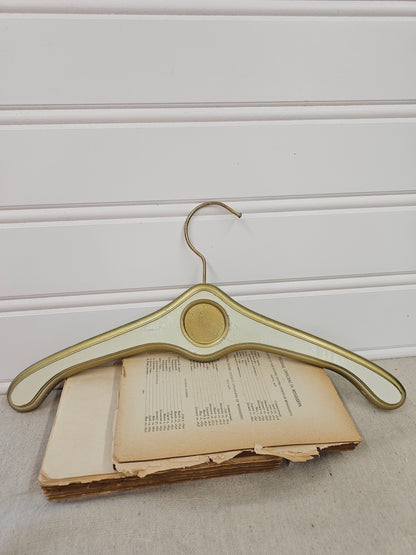 Vintage Victorian style Wooden Hanger Painted Gold & White