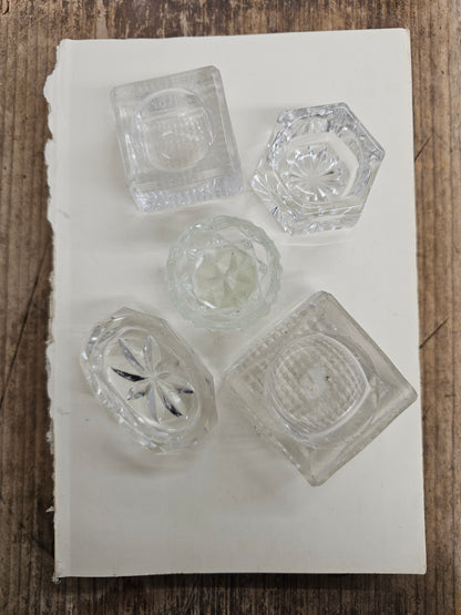 set of 5 glass salt cellars