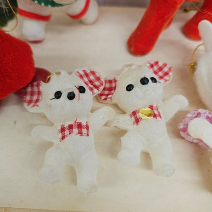 Set of 6 animal/Santa ornaments