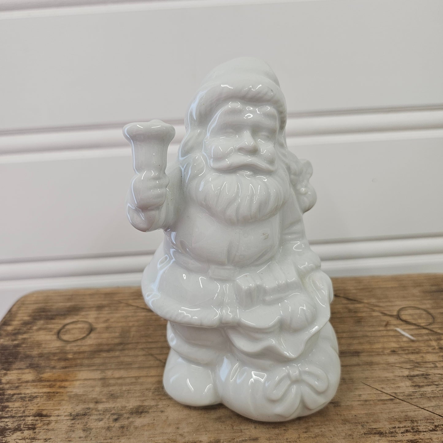 Glossy Ceramic White Santa Figurine