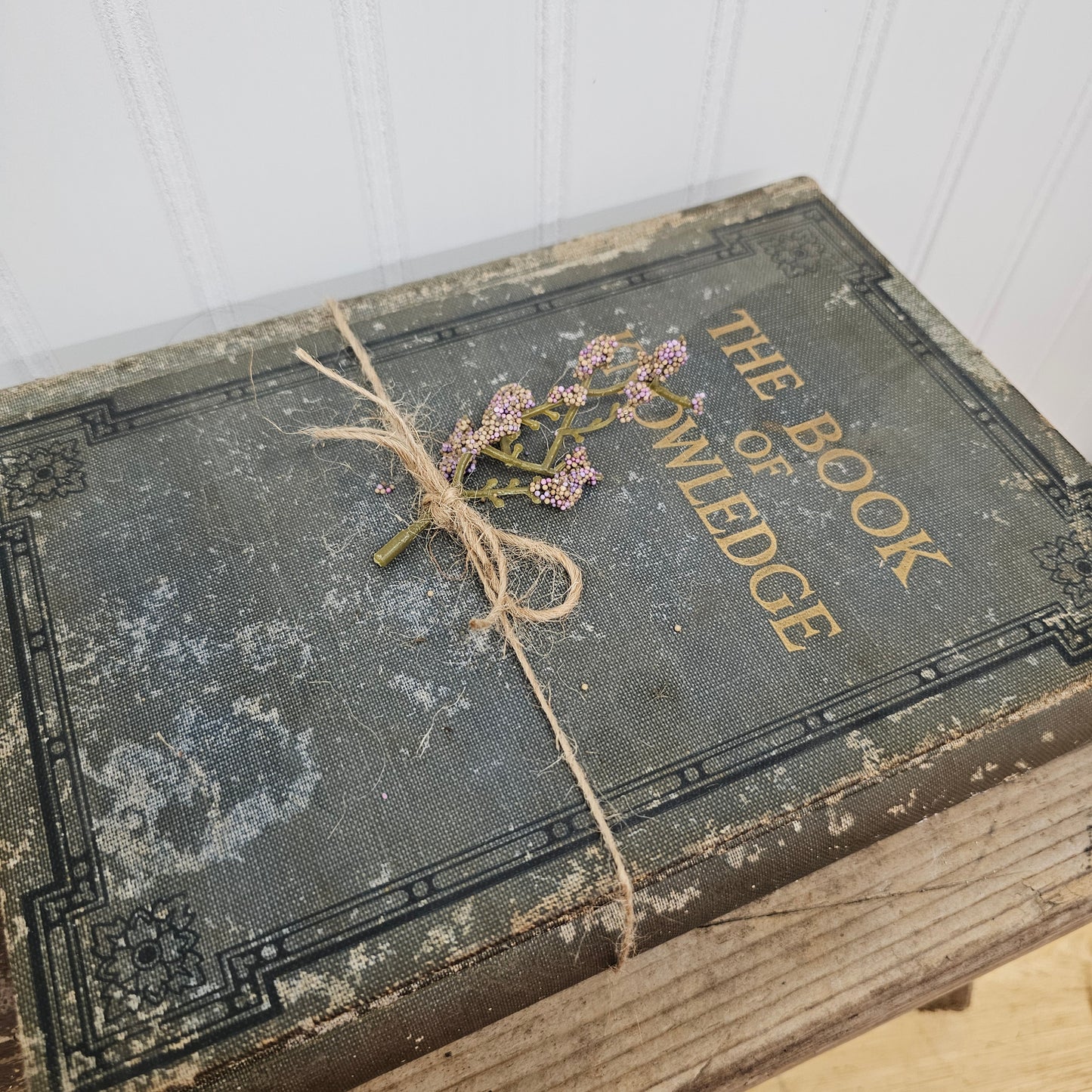 Book stack with twine