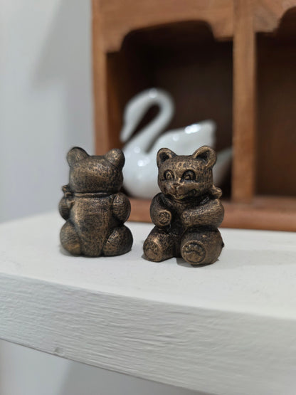 Set of 3 mini brass tones bears