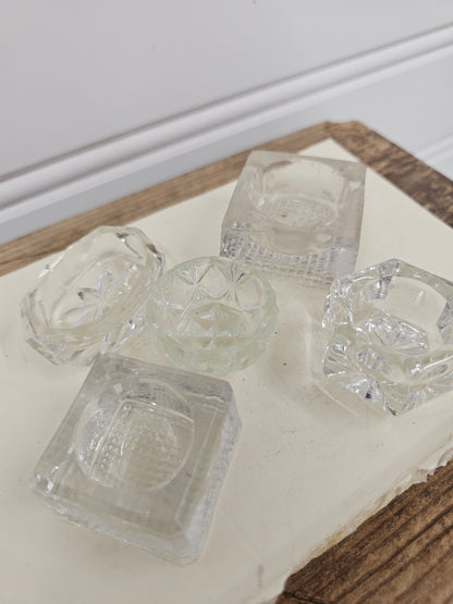 set of 5 glass salt cellars