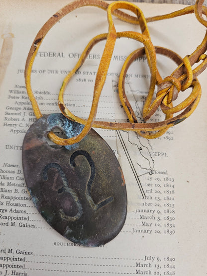 Vintage Copper #32 Tag