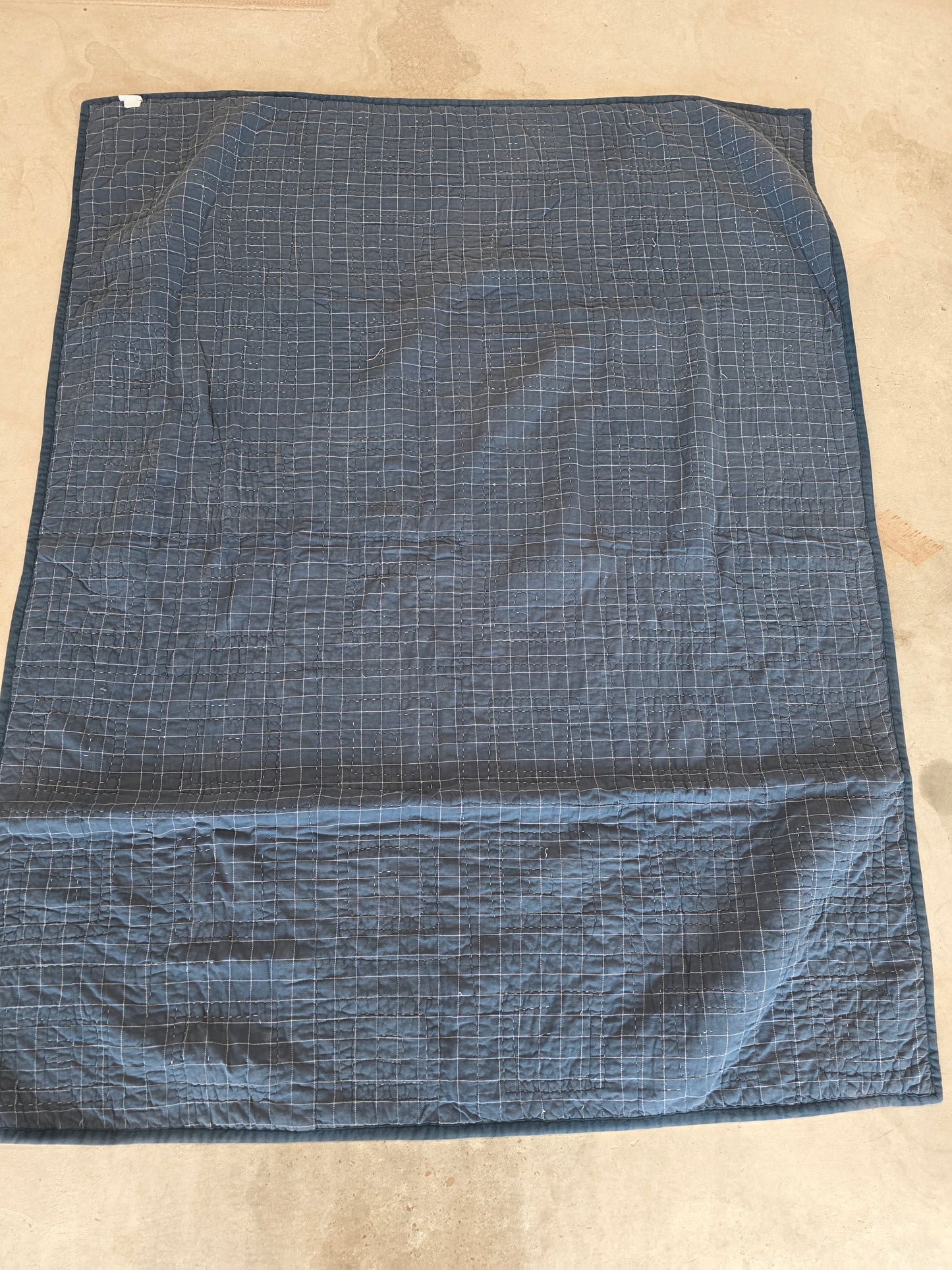 red white blue patchwork Pottery Barn quilt and sham 87" x66" twin size