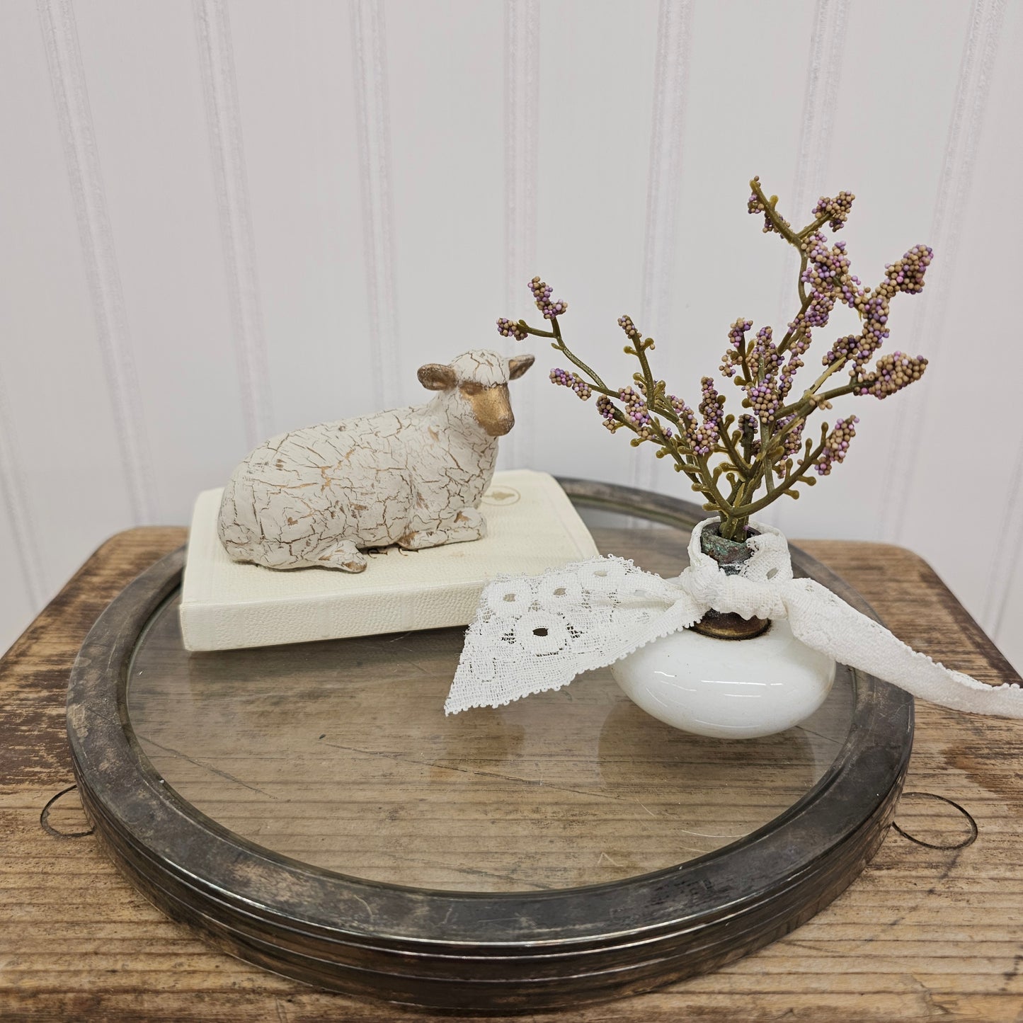 Silver glass tray vignette