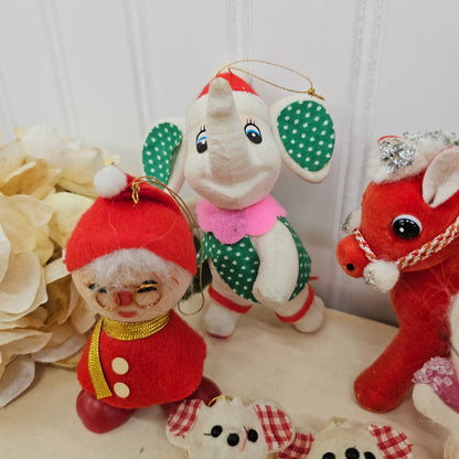 Set of 6 animal/Santa ornaments