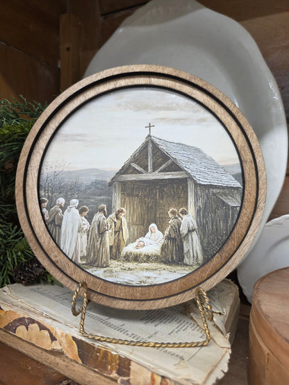 8" Round Nativity Scene Art
