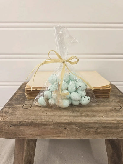 set of 24 small blue eggs