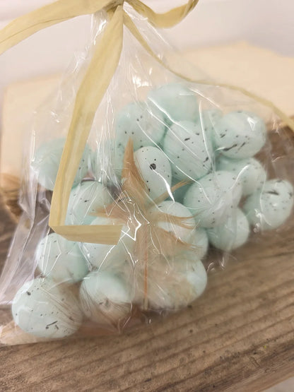 set of 24 small blue eggs